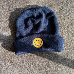 Aviator Nation Black Smiley Face Beanie